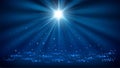 Blue spotlights shining with sparkles 16:9 Aspect Ratio Royalty Free Stock Photo