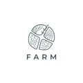 Farm vector logo. Bio production emblem. Farm fresh food label design Royalty Free Stock Photo