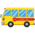 Yellow school bus cartoon on white background Royalty Free Stock Photo