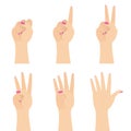 Elegant Woman Hands Counting to Five Flat Vector Illustration Set Isolated on White Royalty Free Stock Photo