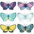 Detailed Butterfly Illustrations Vector Set Isolated on White