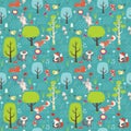 Forest illustrated seamless pattern