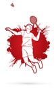 Badminton player action, Sport action cartoon graphic Royalty Free Stock Photo