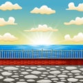 Background cartoon a beautiful sunrise sea scene Royalty Free Stock Photo