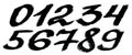 Handdrawn brushstrokes font.Vector numerals.