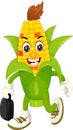 Funny Corn With Black Bag Cartoon