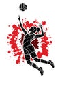 Volleyball player action cartoon graphic