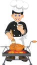 Funny Cheff Cooking Chicken Cartoon Royalty Free Stock Photo