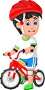 Funny Boy With Red Bike Cartoon