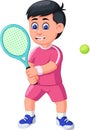 Funny Tennis Player Cartoon Royalty Free Stock Photo