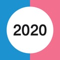 Flat calendar year 2020 icon. Happy New year. Happy New Year 2020. Tear-off calendar icon in flat style on gray background