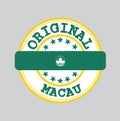 Vector Stamp for Original logo with text Macau and Tying in the middle with nation Flag.