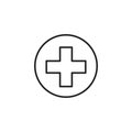 Red cross line icon, medical vector sign or logo Royalty Free Stock Photo