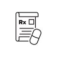 Modern medical line icon of pill with receipt