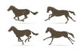 Group of horses running cartoon graphic