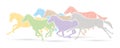 Group of horses running cartoon graphic