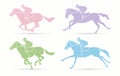 Group of Jockey, Horseback cartoon graphic