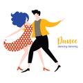 Stylized figures of dancing woman and man