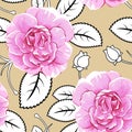 Seamless roses backgorund. Abstract leaves. Vector pattern EPS 10. Royalty Free Stock Photo