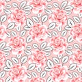 Seamless roses backgorund. Abstract leaves. Vector pattern EPS 10. Royalty Free Stock Photo