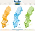 Vector maps of Sweden counties and provinces Royalty Free Stock Photo