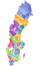 Vector colorful map of Sweden municipalities colored by counties Royalty Free Stock Photo