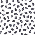 Black sesame seeds seamless pattern on white background.