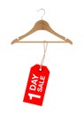 One day sale sign on a wooden hanger Royalty Free Stock Photo