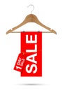 One day sale sign on a wooden hanger