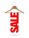 Sale sign on a wooden hanger Royalty Free Stock Photo