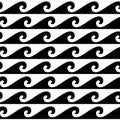 Black and white seamless wave pattern, line wave ornament in maori tattoo style for fabric, textile, wallpaper. Royalty Free Stock Photo