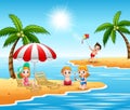 Summer holiday children in the beach
