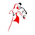 Salsa dance school logo. Couple dancing latin music Royalty Free Stock Photo