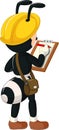 Funny Black Ant With Yellow Helmet Cartoon