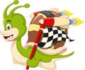 Funny Racer Snail Cartoon Royalty Free Stock Photo