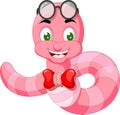 Funny Pink Worm With Glases Cartoon