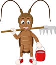 Funny Brown Cockroach With Fork Cartoon Royalty Free Stock Photo