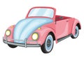 Wedding pink retrocar. Stock illustration. Isolated image on white background. Royalty Free Stock Photo