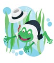 Happy business frog mascot in suit