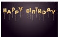 Upper case letters HAPPY BIRTHDAY from golden balloons. Vector Illustration.