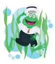 Happy business frog mascot in suit