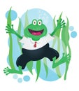 Happy business frog mascot in suit