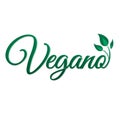 Vegano, Vegan Spanish text, Vector icon design, vegan symbol with leaves. Royalty Free Stock Photo