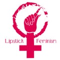 Feminism symbol. Girl Power. Lipstick feminism. Beauty and power.