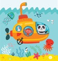 Animals in the bathyscaphe swim under water. Royalty Free Stock Photo