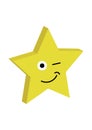 Large bright winking star with smile funny vector illustration