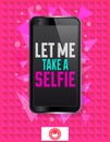 Let me Take a Selfie, vector illustration with smart phone concept banner Royalty Free Stock Photo