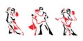 Tango dancing logo set. Couple man and woman vector illustration, logo, icon
