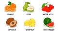 Fruits, Fruits Collection, Orange, Pear, Water Apple, Sapodilla, Starfruit, Watermelon