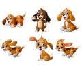 Cartoon playful puppy collections set